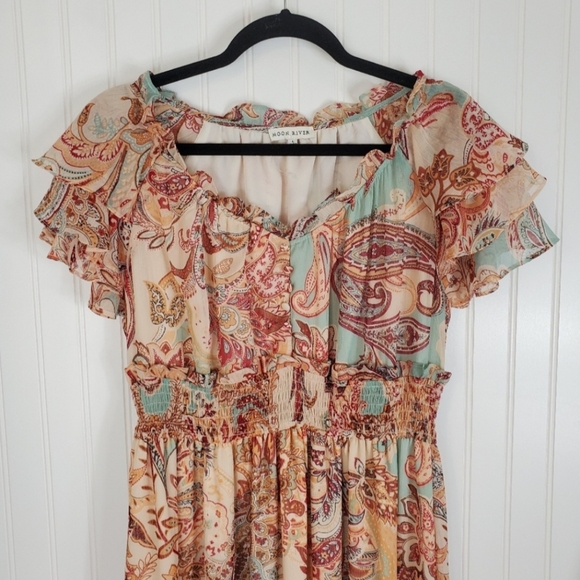 Anthropologie MOON RIVER PAISLEY BOHO MIDI DRESS EUC - Picture 5 of 8